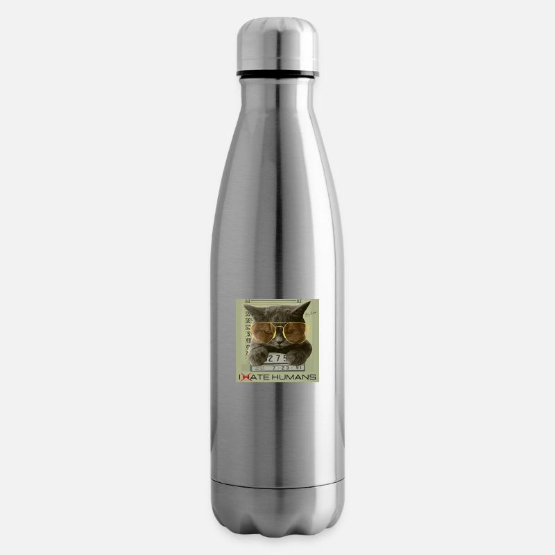 Angry cat Jeffrey Dahmer - Bouteille isotherme - argent clair