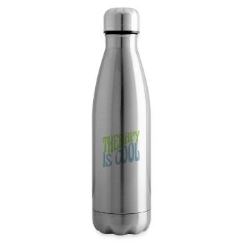 therapy is cool Quote - Insulated Water Bottle - silver - Right