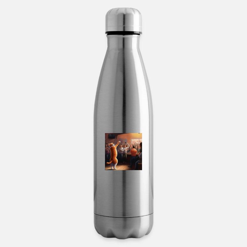 Chat orange dansant - Bouteille isotherme - argent clair