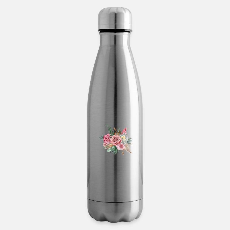 Aquarell Blumen Geschenkidee - Isolierflasche - Lightsilver