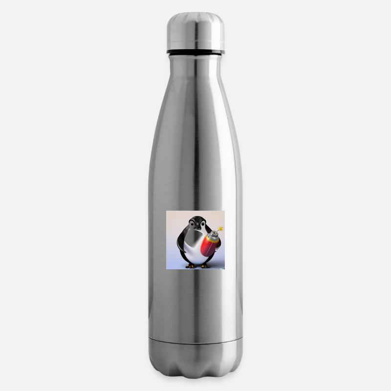 Bombe pingouin - Bouteille isotherme - argent clair