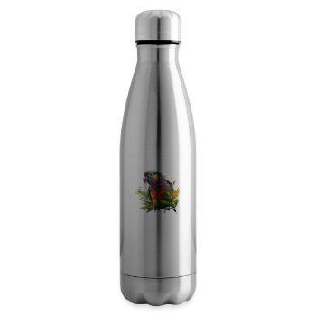 Bunter Papagei im Splash Art Design - für alle - Isolierflasche - Lightsilver - Rechts