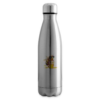 Cool bee enjoys her beer - Insulated Water Bottle - silver - Right