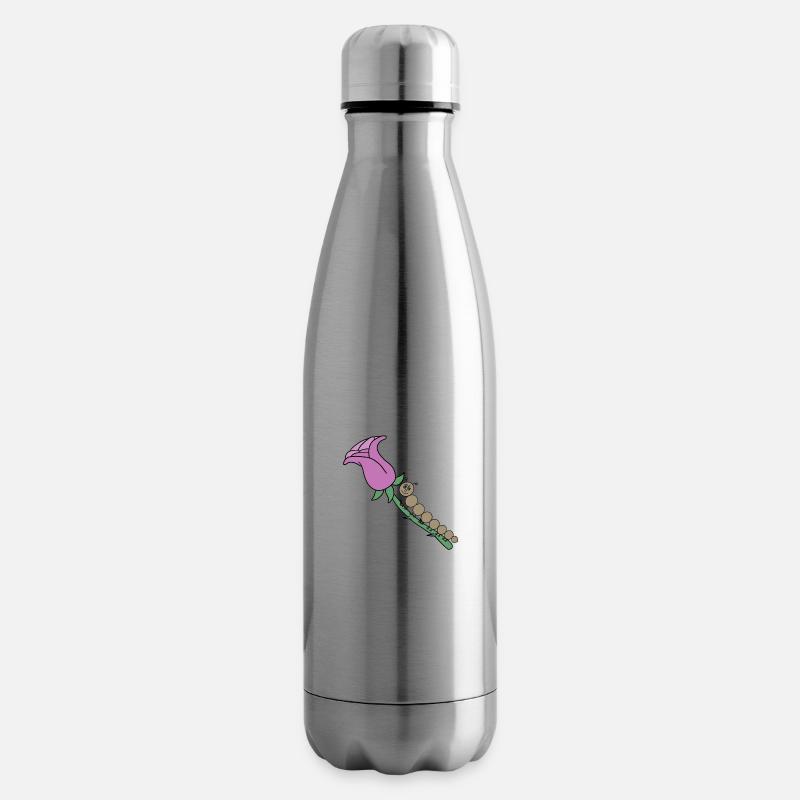 Rose mit Raupe - Isolierflasche - Lightsilver