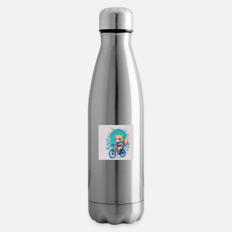 Chat à vélo - Bouteille isotherme - argent clair