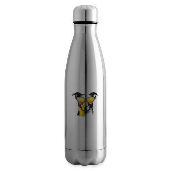 Roxo the bespectacled dog - Insulated Water Bottle - silver - Right