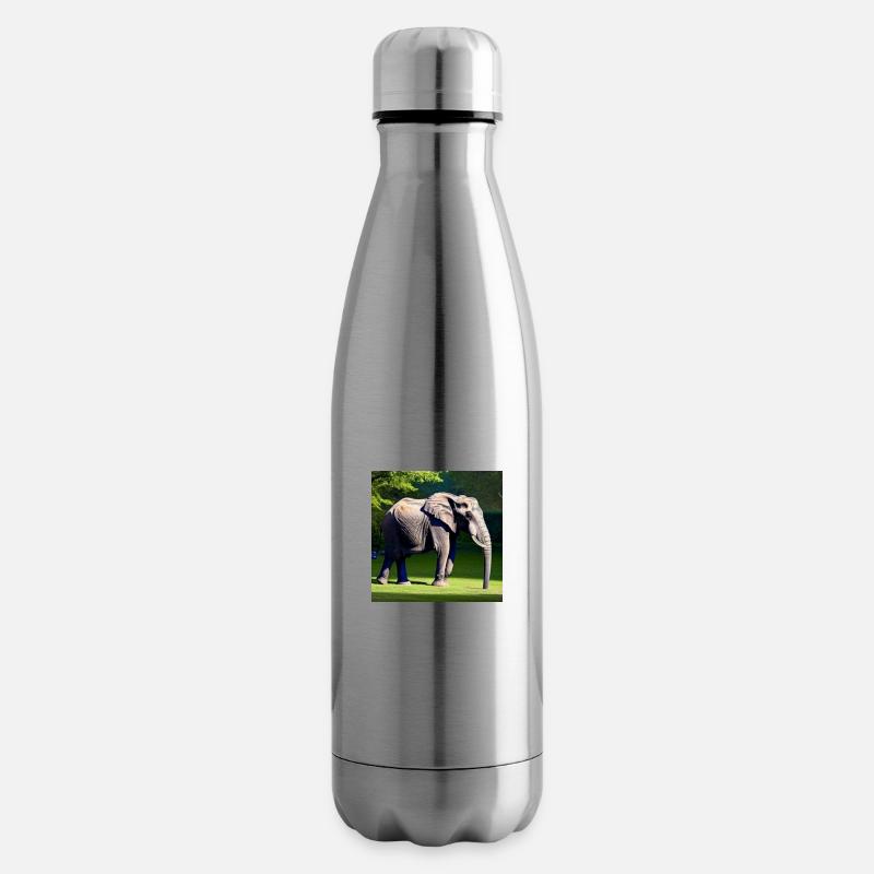 Elefant auf eine Wiese - Isolierflasche - Lightsilver