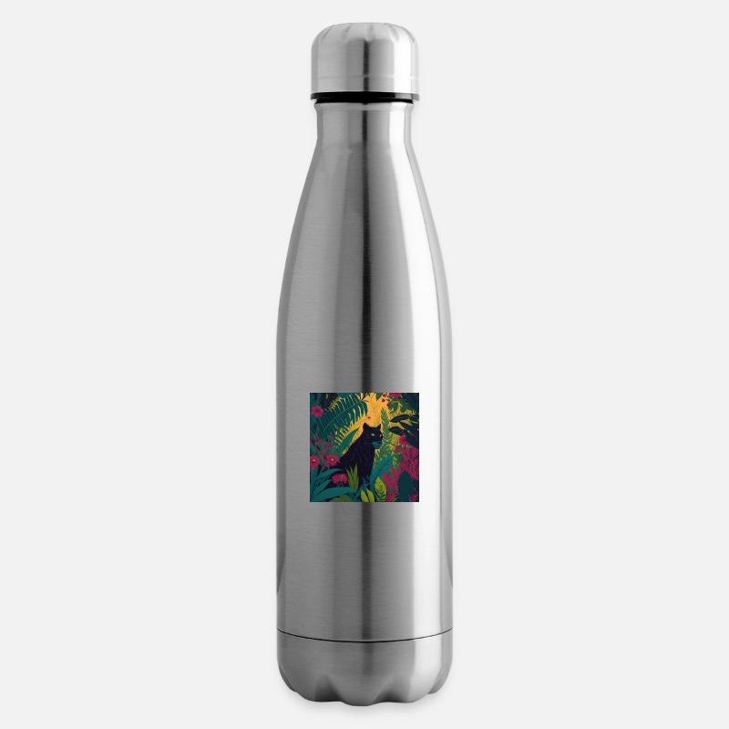 Schwarzer Panther Jungle - Isolierflasche - Lightsilver