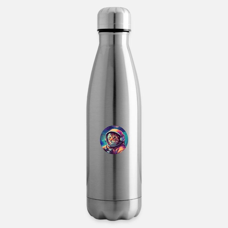 Kosmischer Katzen-Entdecker - Isolierflasche - Lightsilver