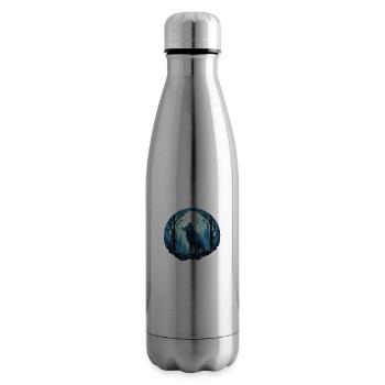 einsamer Wolf bei Vollmond - Isolierflasche - Lightsilver - Rechts