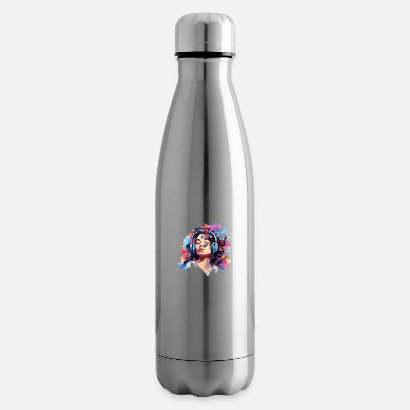 Frau hört Musik mit Kopfhörern - Isolierflasche - Lightsilver