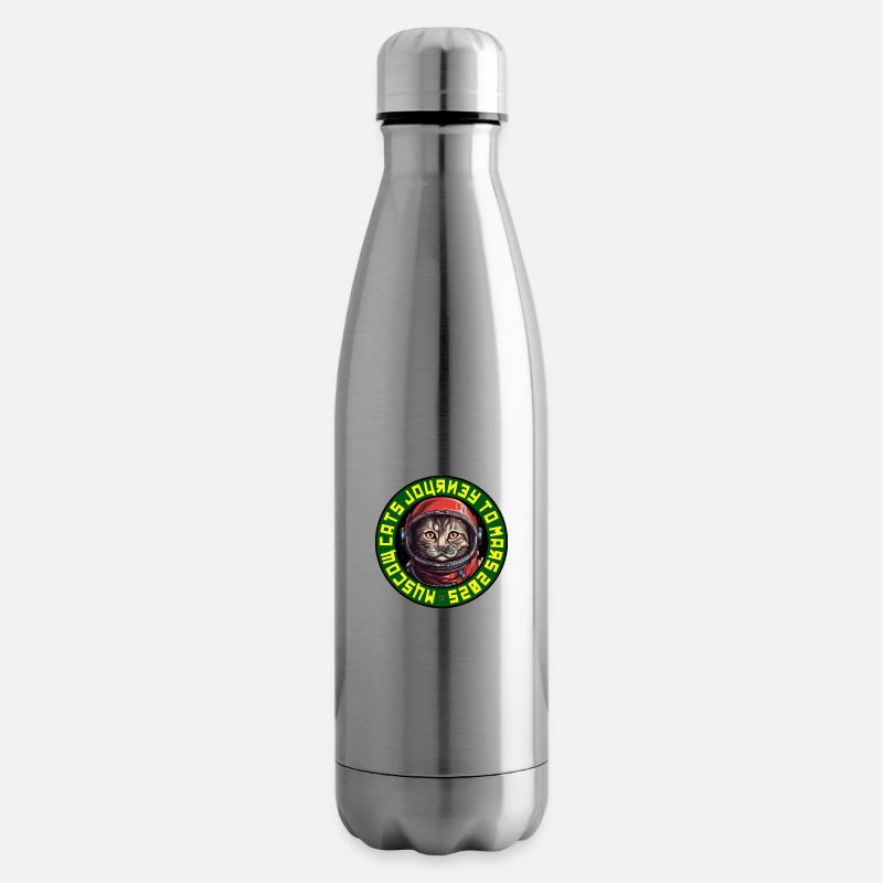 Astronaut Cat Logo 2 - Sowjetisch - Isolierflasche - Lightsilver