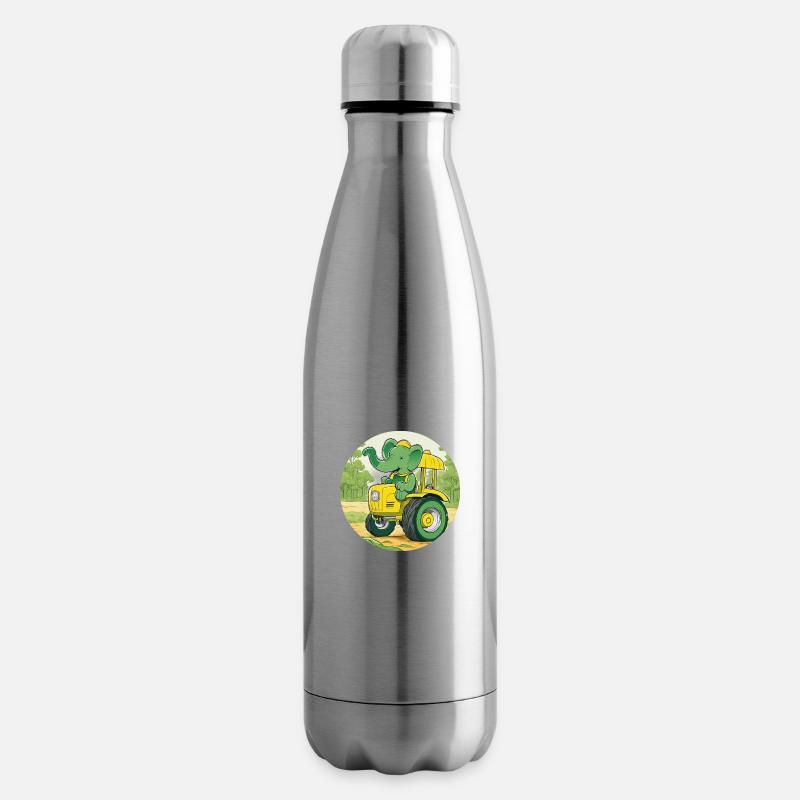 Elefant auf Traktor - Isolierflasche - Lightsilver