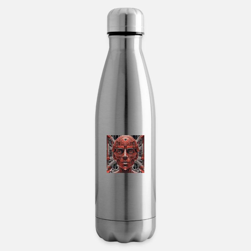 Robot techno rouge dans le futur - Bouteille isotherme - argent clair