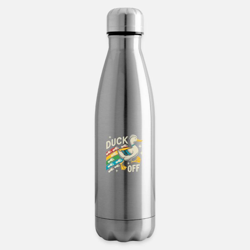 Duck Hunter Pun, Duck Off, Retro Waterfowl Duck - Isolierflasche - Lightsilver