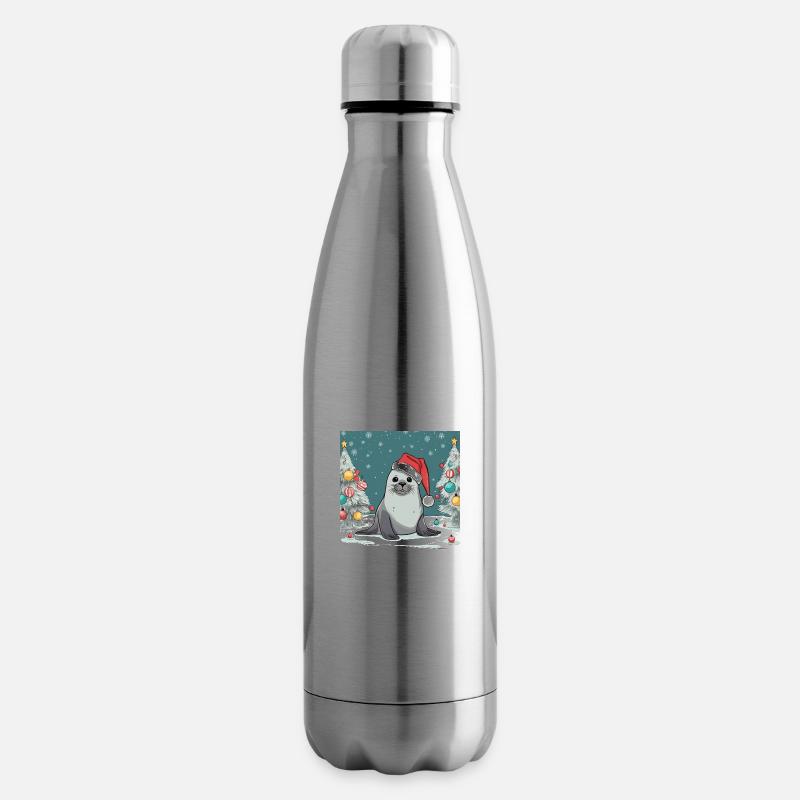 Phoque Noël - Bouteille isotherme - argent clair