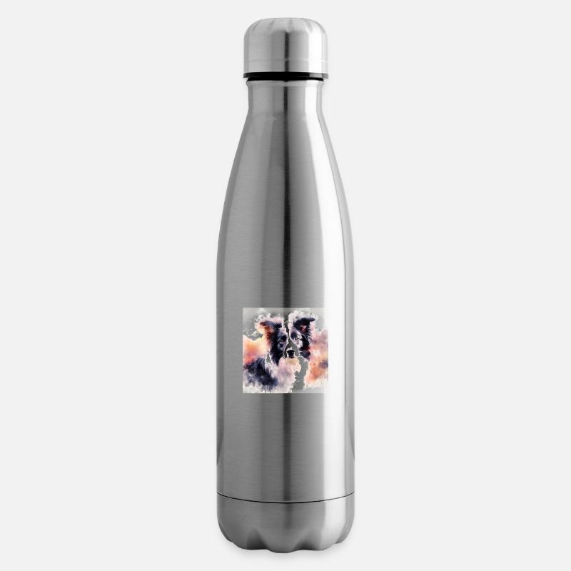 Amor de Border Collie - Botella térmica - plateado claro