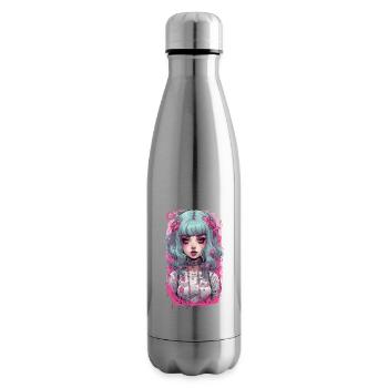 Kawaii Psycho Goth Girl Pastel Aesthetic Design - Insulated Water Bottle - silver - Right