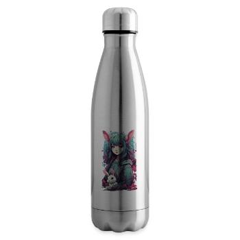 Gothic Kemonomimi Bunny Anime Streetwear - Insulated Water Bottle - silver - Right