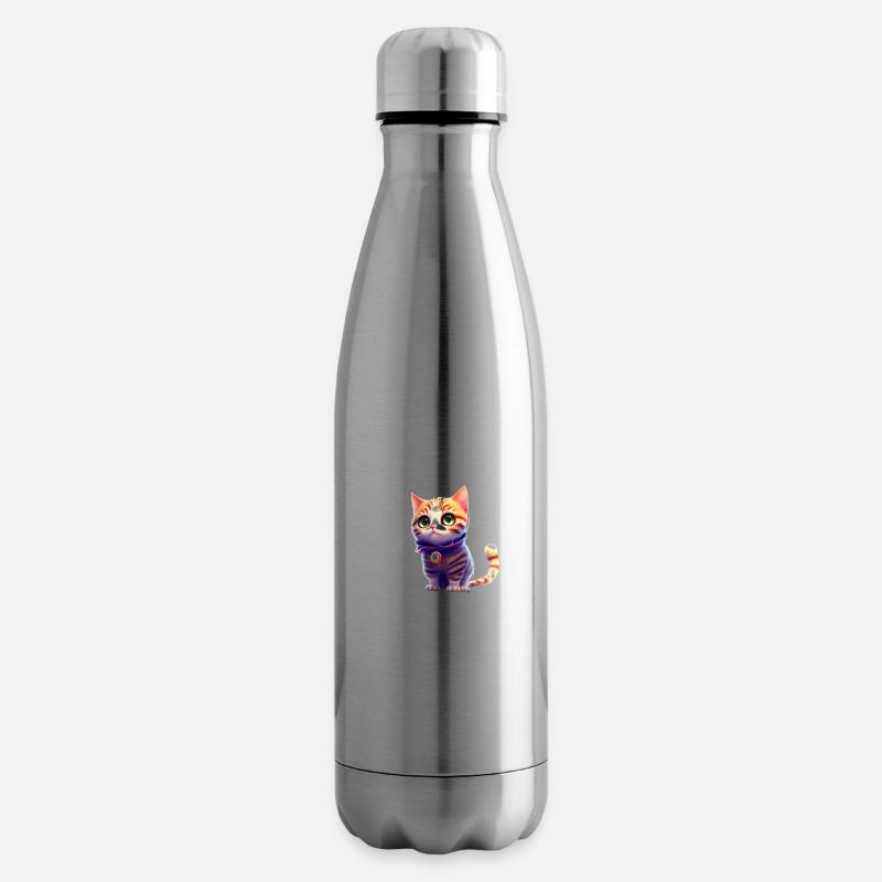 Chat - Bouteille isotherme - argent clair