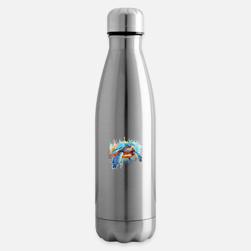 Schildkröte, Aquarellschildkröte, Spritzer - Isolierflasche - Lightsilver