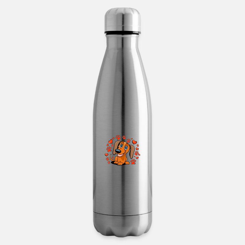 Dackel Freude Herzen Pfoten - Isolierflasche - Lightsilver