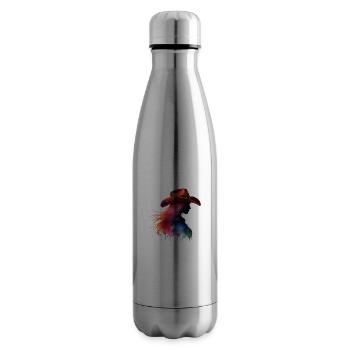 Cow Girl Silhouette Watercolor - Insulated Water Bottle - silver - Right