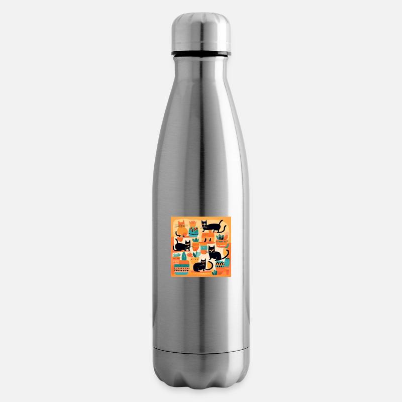 Boho Cats Abstrakt Plants 2 - Isolierflasche - Lightsilver