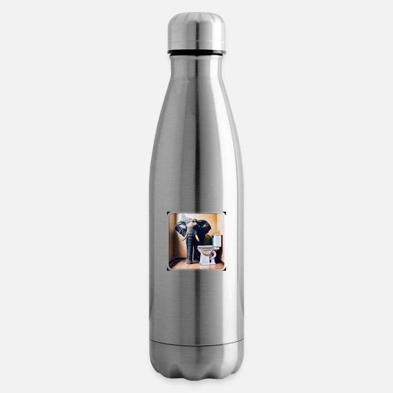 Elefant steht in der Toilette - Isolierflasche - Lightsilver