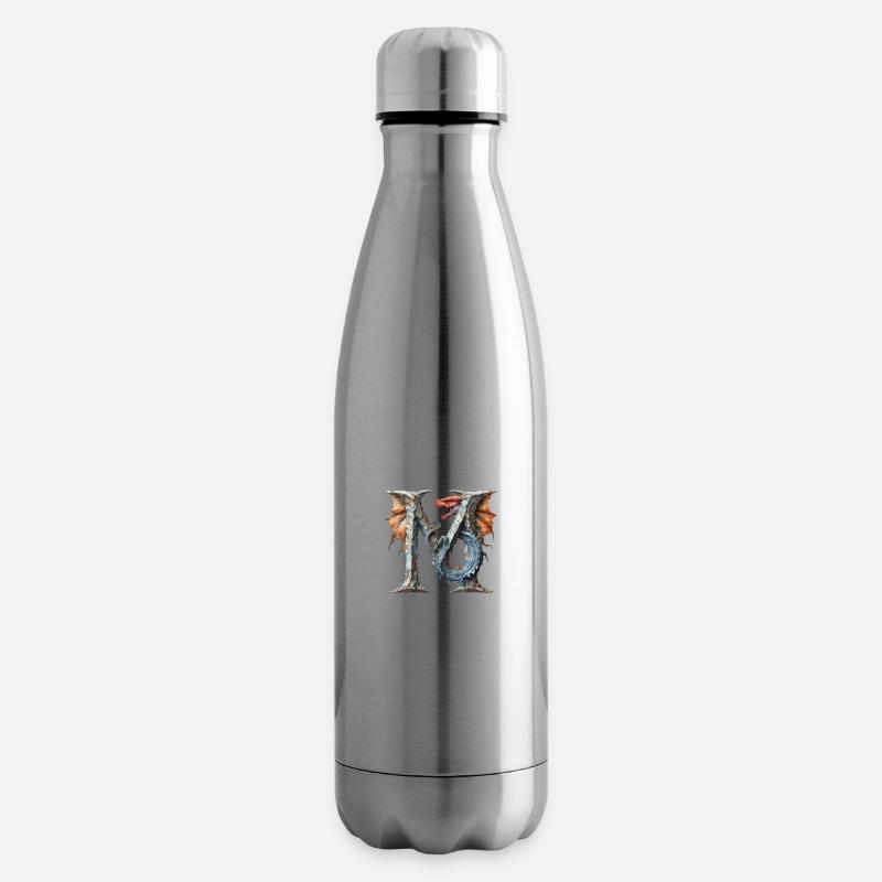 Lettre « M » en forme de dragon. - Bouteille isotherme - argent clair