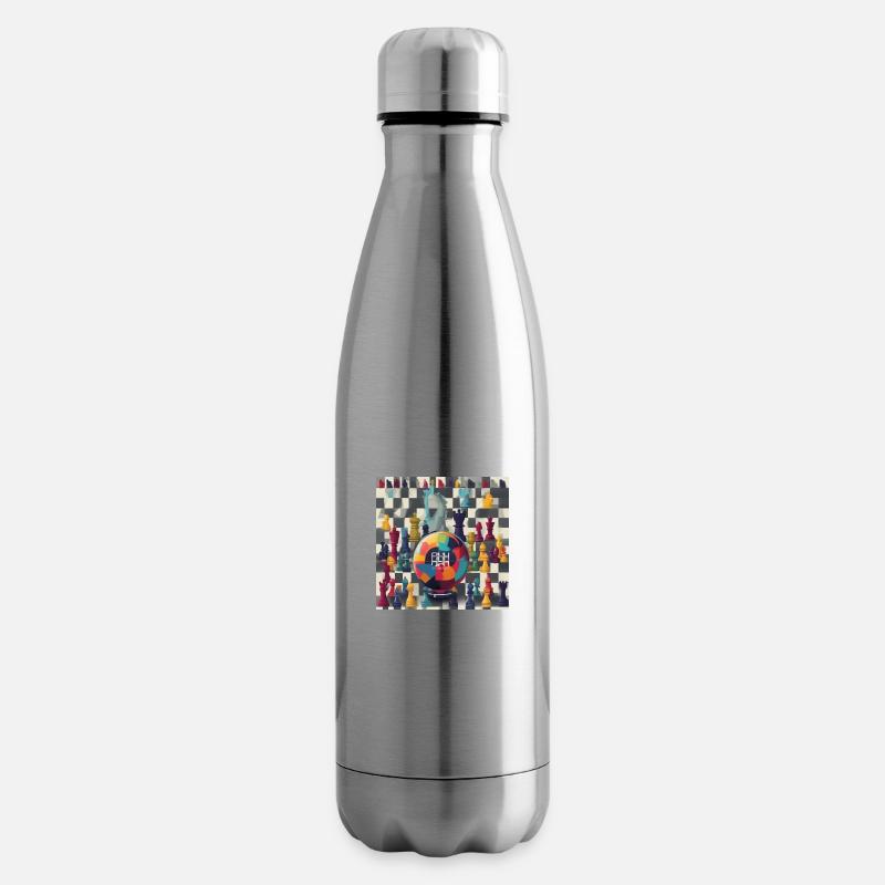 World Chessboard: Celebrating Strategy and Unity - Insulated Water Bottle - silver