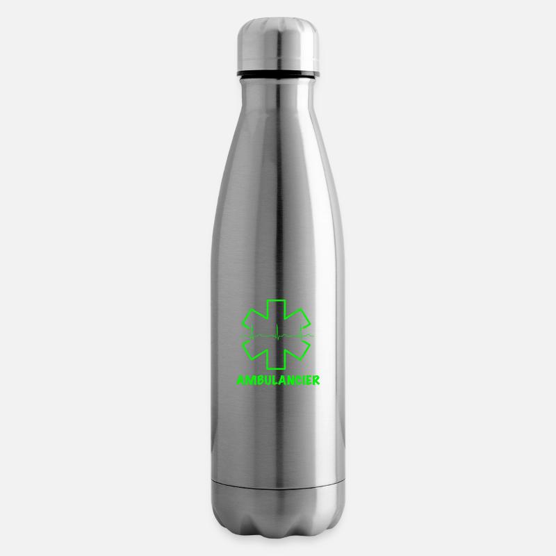 Ambulancier vert fluo - Bouteille isotherme - argent clair