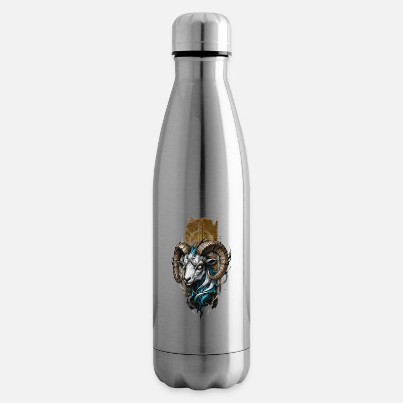 Majestätischer Widder: Wächter der Berge - Isolierflasche - Lightsilver