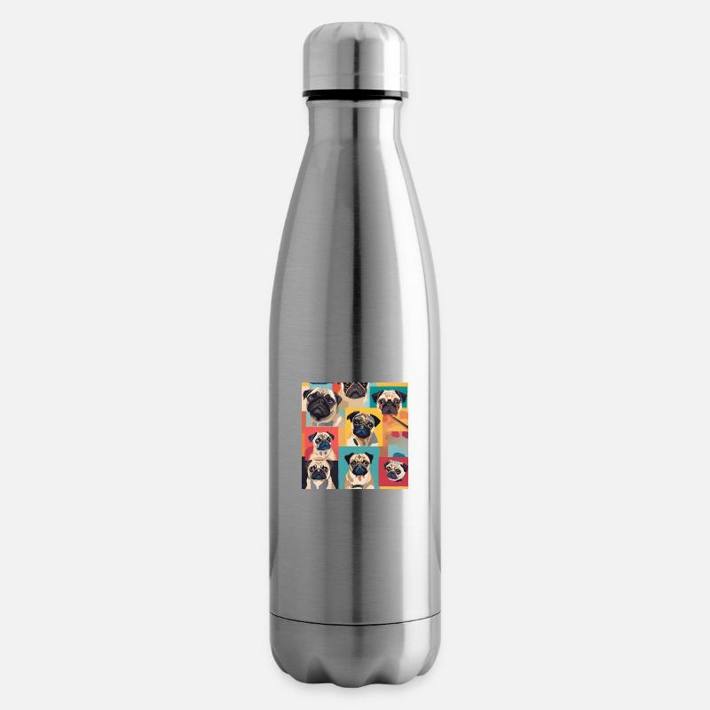 Mops Collage - Isolierflasche - Lightsilver