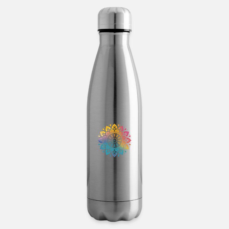 Mandala arc-en-ciel - Bouteille isotherme - argent clair