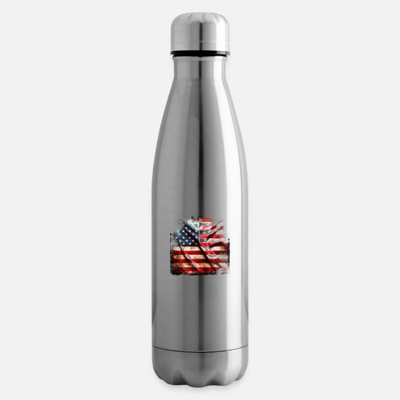 Flagge Amerika Grunge - Isolierflasche - Lightsilver