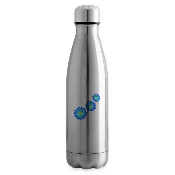 Beaucoup de jolies fleurs motif décoratif coloré belle - Bouteille isotherme - argent clair - Droite