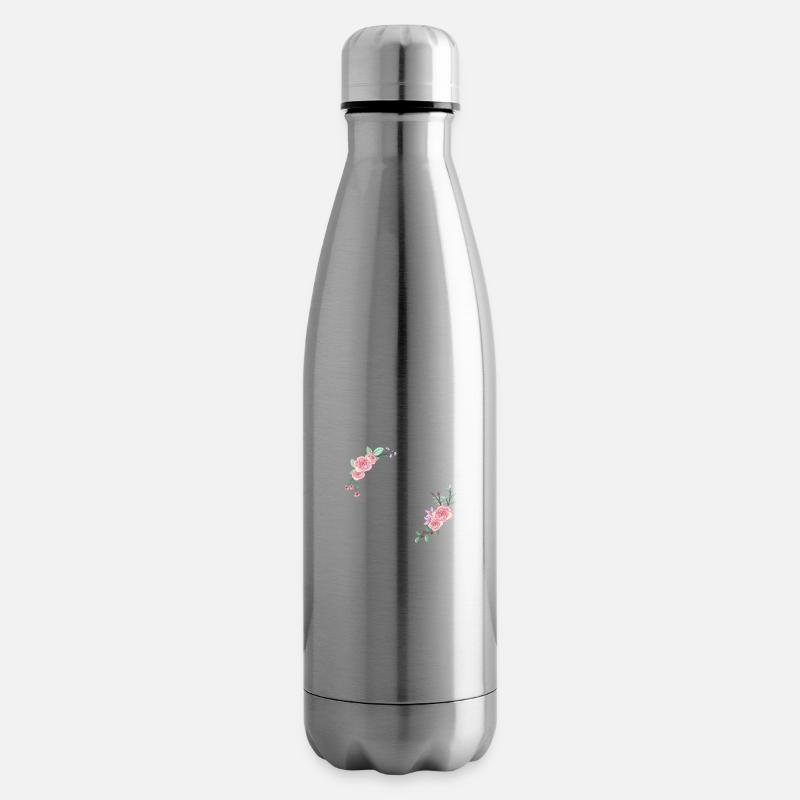 Rosa Blumenbuchstabe j - Isolierflasche - Lightsilver
