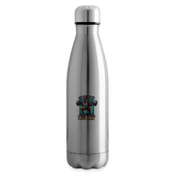 Never Skip Leg Day – Strong Chicken - Insulated Water Bottle - silver - Right
