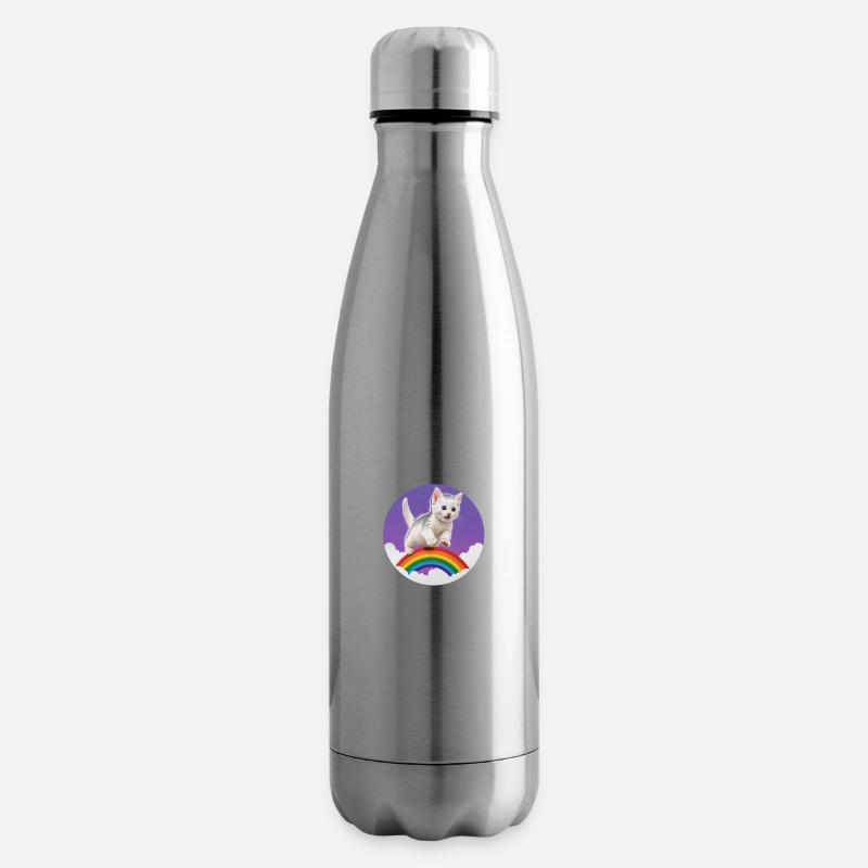 Weißes Kätzchen Regenbogen 2 - Isolierflasche - Lightsilver