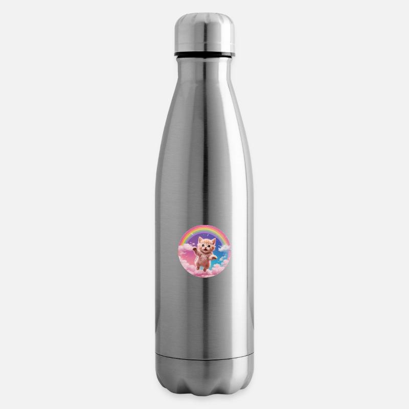 Chaton Rose Arc-en-ciel 1 - Bouteille isotherme - argent clair