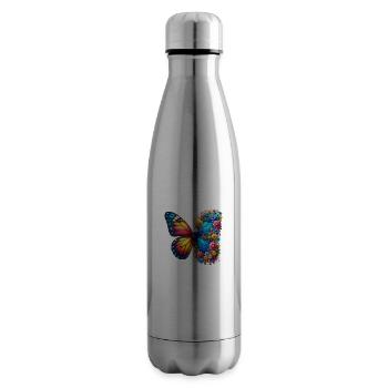 Colorful Butterfly Nature Inspired Summer Vibes - Insulated Water Bottle - silver - Right