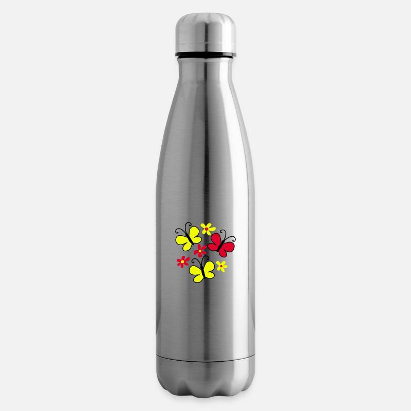 papillons - Bouteille isotherme - argent clair