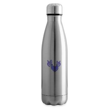 papillons coeur amour violet - Bouteille isotherme - argent clair - Droite