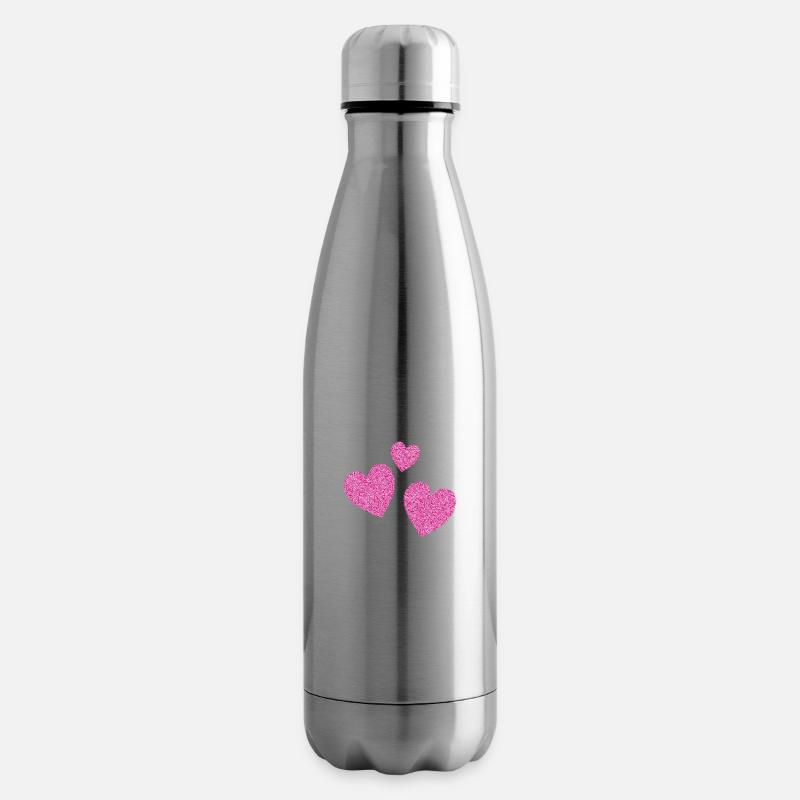 3 pinke glitzernde herzen herz - Isolierflasche - Lightsilver