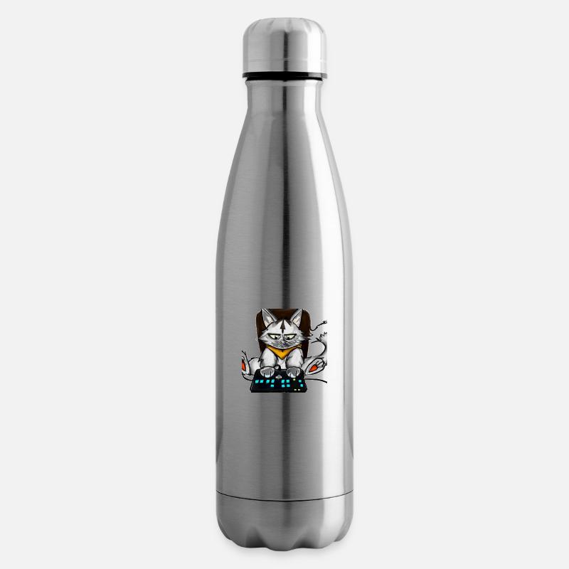 Chat jouant à des jeux informatiques Comic - Bouteille isotherme - argent clair