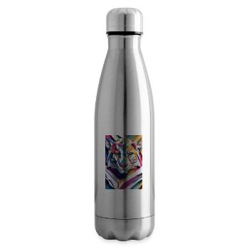 Mystic Snow Leopard: Guardian of the Peaks - Insulated Water Bottle - silver - Right