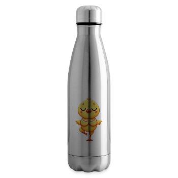 Meditating Duck Yoga Autogenic Training Strength - Insulated Water Bottle - silver - Right