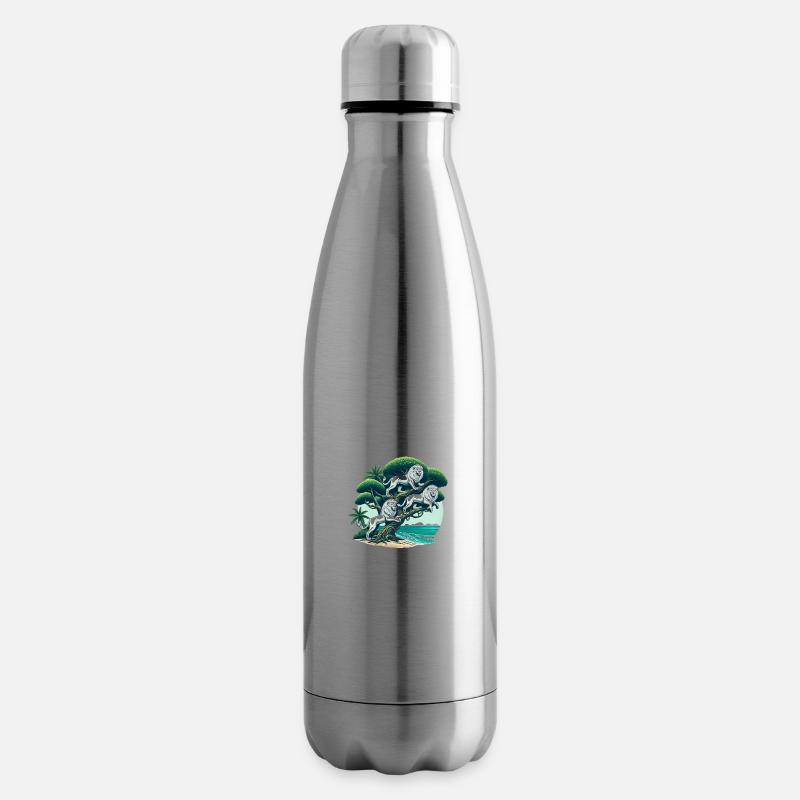 Trois lions blancs sur un arbre - Bouteille isotherme - argent clair