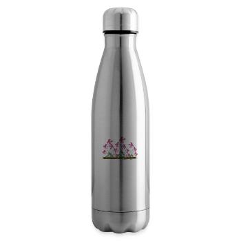 fleurs roses symbole plante scintillante - Bouteille isotherme - argent clair - Droite